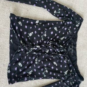 Black floral love sleeve shirt